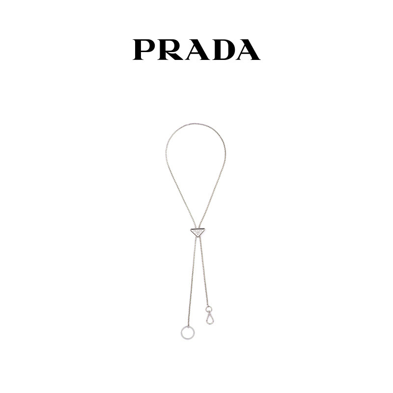 Prada/普拉达新品女士金属徽标钥匙扣挂饰