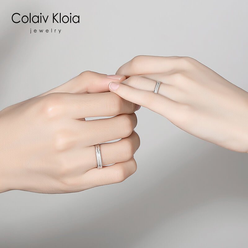 Colaivkloia情侣戒指男女对戒银一对婚戒时尚饰品七夕情人节生日礼物送男女友 310情侣一对价（男女码数备注） 开口可调节