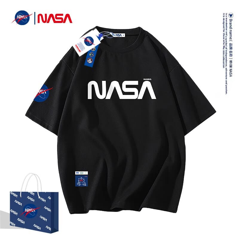 WHIM NASA男装潮牌男短袖t恤男夏季新款重磅潮流宽松半袖上衣服休闲情侣装 白色-10901 XL