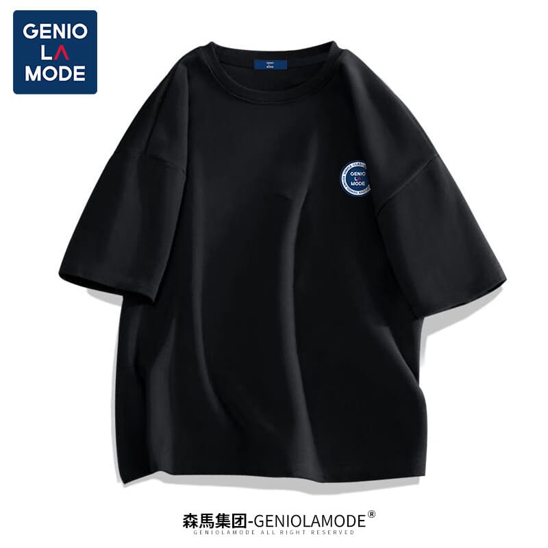 GENIOLAMODE森马集团短袖T恤男潮牌简约logo印花宽松百搭纯棉夏装 白色L